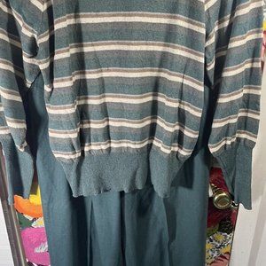 IRKA Ladies Vintage Outfit M Sweater Size 10 Pants 100% Silk Green NewYork Paris